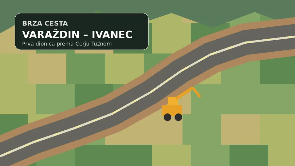 Ilustrativni pogled iz zraka na gradilište brze ceste između Varaždina i Ivanca