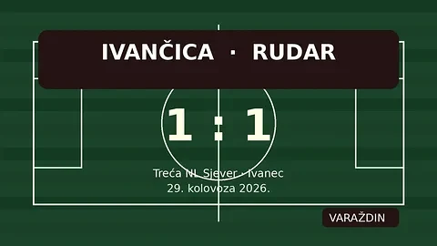 Urednička ilustracija nogometne utakmice Ivančice i Rudara s rezultatom 1:1