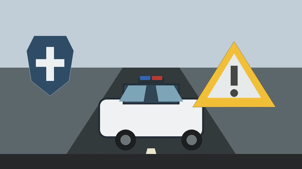 Ilustracija policijskog vikend izvještaja s cestom, vozilima i sigurnosnim simbolom