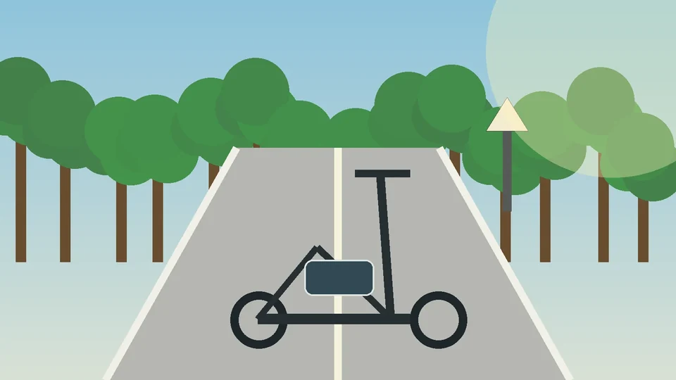 Ilustrativni prikaz električnog romobila na biciklističko-pješačkoj stazi uz varaždinsku obilaznicu